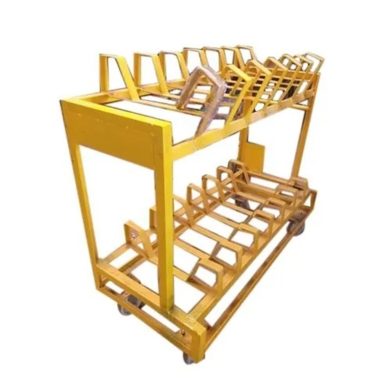 Industrial Material Handling Trolley - Mild Steel, 850x610, 1060x660, 12750x810 Mm | 200-500 Kg Load Capacity, Buffed Finish, Deep Blue & Golden Yellow