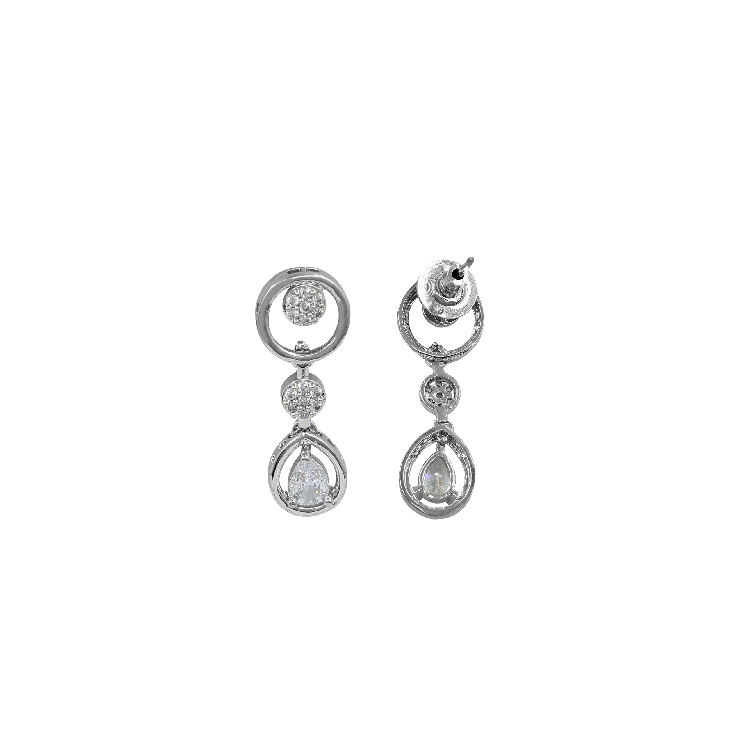 Graceful Oval Ad Necklace Set - Color: Silver