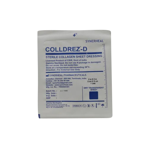 CollDrez - D 5x5 CM निषंक्रमित कोलेजन सूखी चादर
