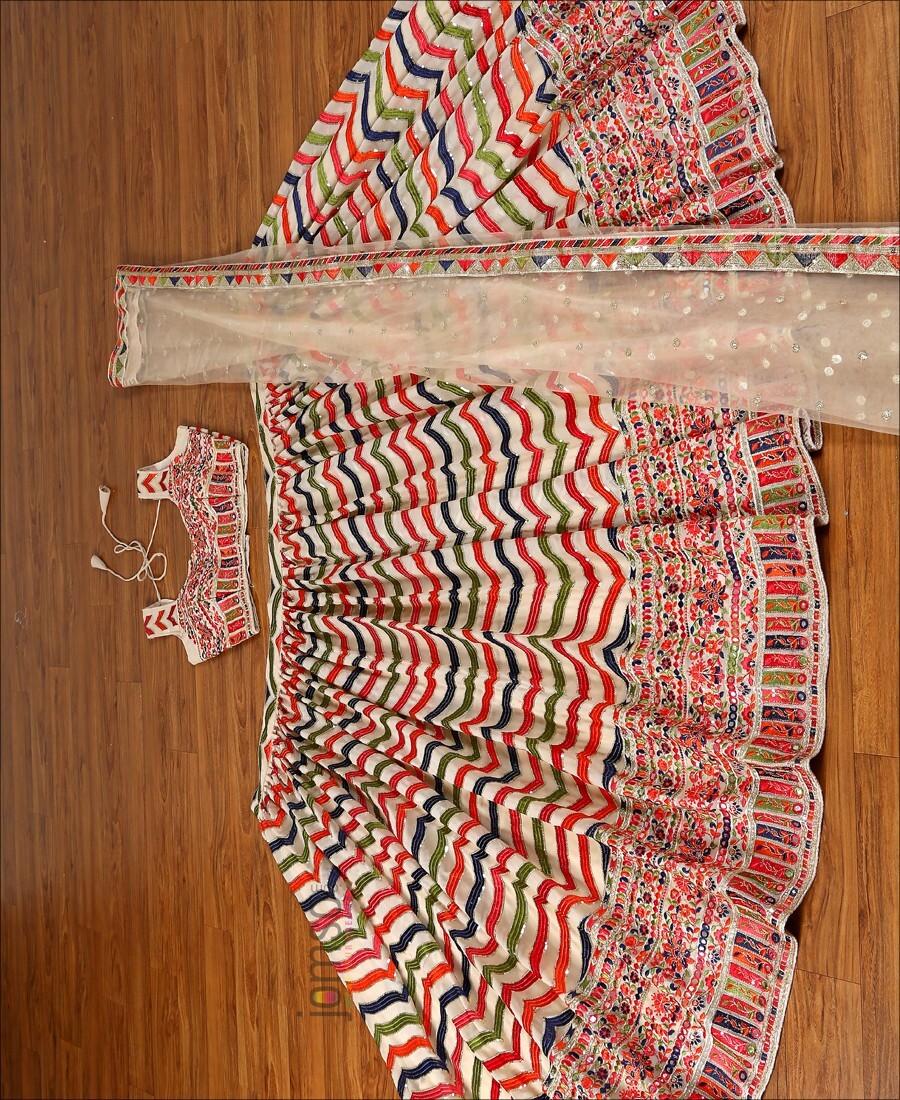 Multi Coloured Sequence And Mirror Work Designer Lehenga Choli