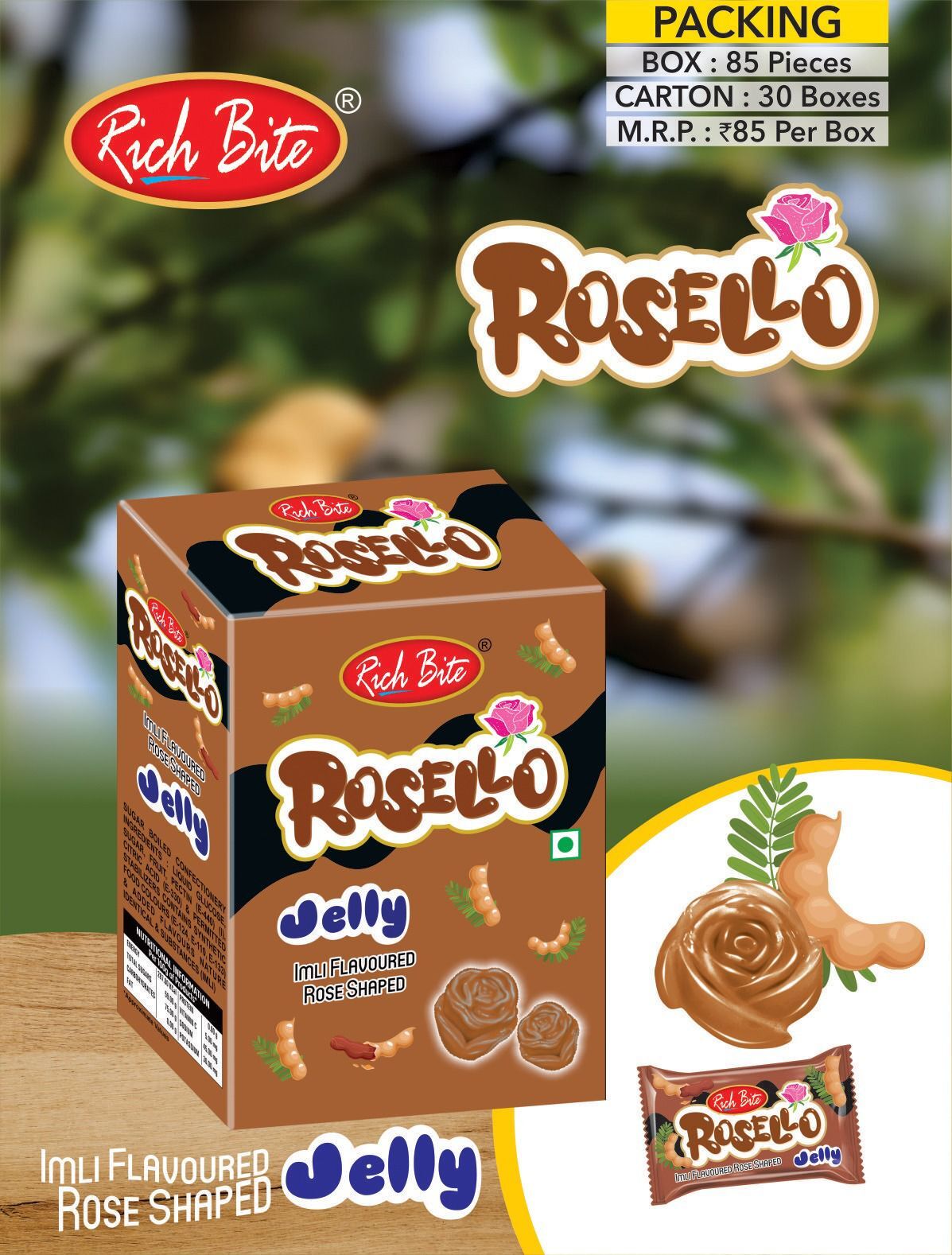 Rosello Strawberry Flavoured Rose Shaped Jelly - Solid Form Eggless Infused With Real Strawberry Ingredients | Unique Rose Shape 12 Months Shelf Life