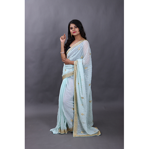 Casual Blue Touch Designer Saree