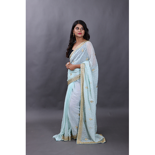 Casual Blue Touch Designer Saree