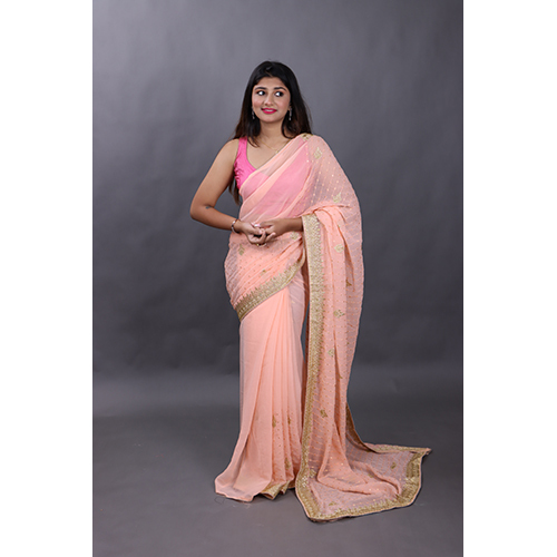 Casual Peach Designer Saree