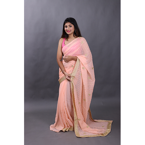 Casual Peach Designer Saree