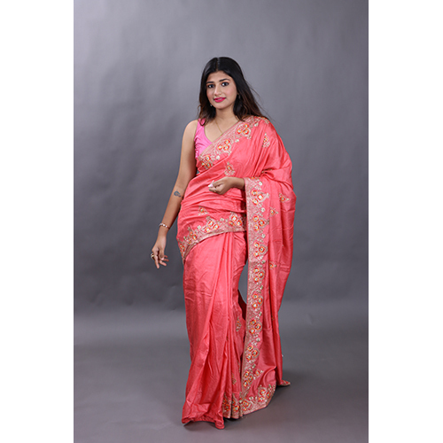 Casual Carrot Red Fancy Saree