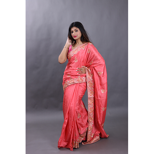 Casual Carrot Red Fancy Saree