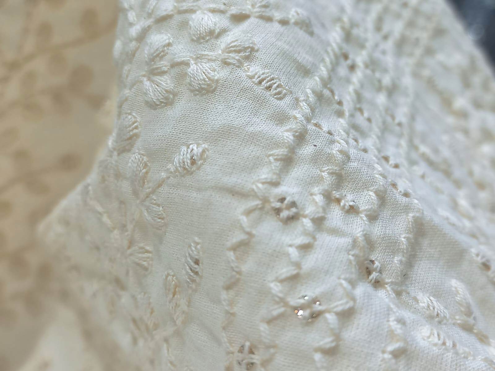 Cotton Thread Embroidery Fabric For Wedding Sherwani India - Pattern: Net