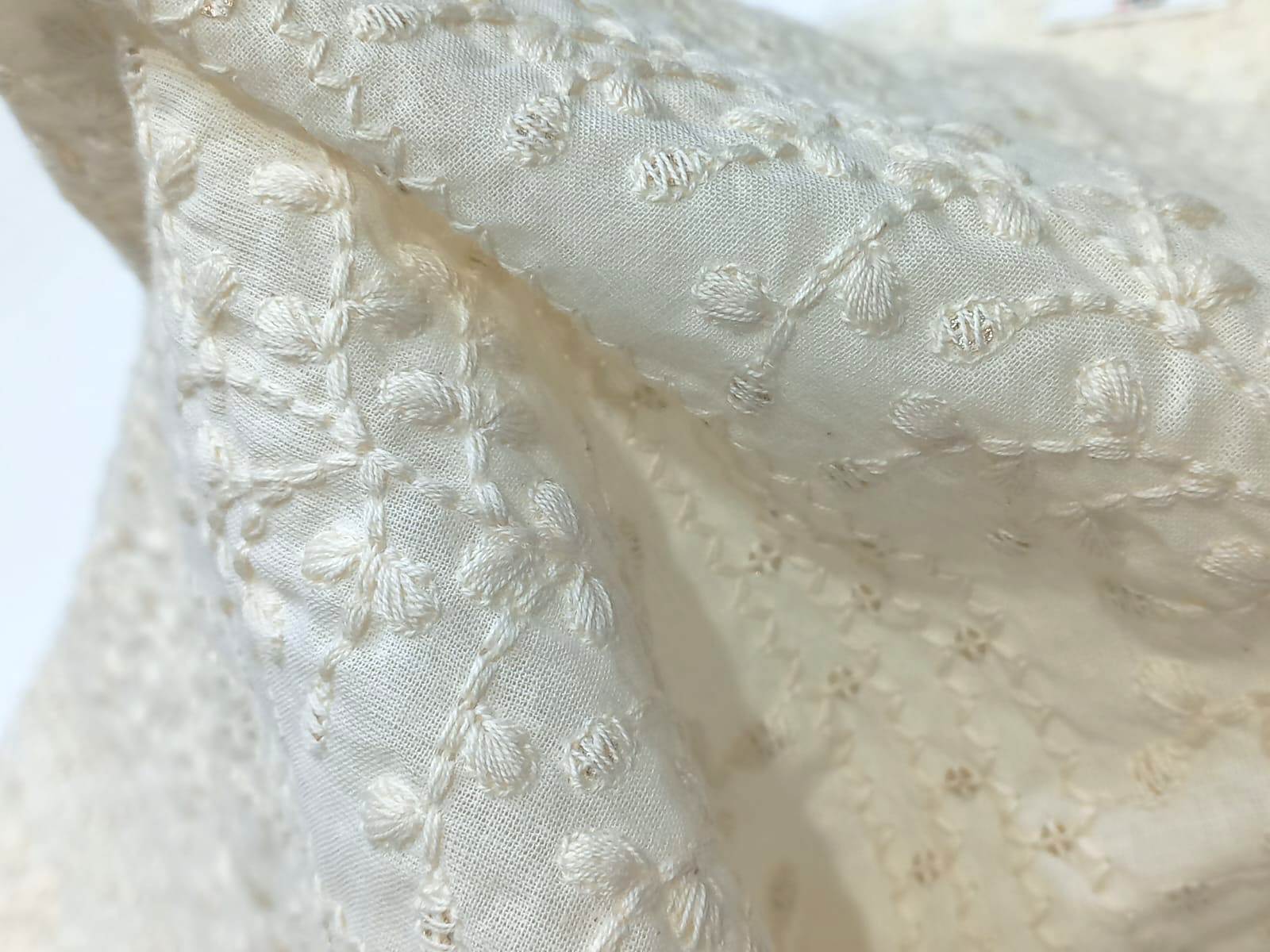 Cotton Thread Embroidery Fabric For Wedding Sherwani India - Pattern: Net
