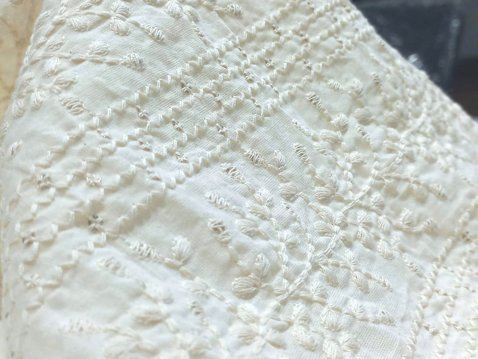 Cotton Thread Embroidery Fabric For Wedding Sherwani India - Pattern: Net