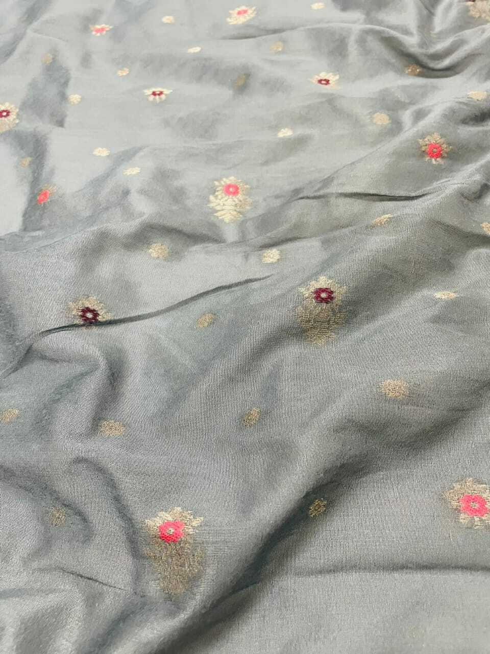 Grey Banarasi Cotton Dupatta 1