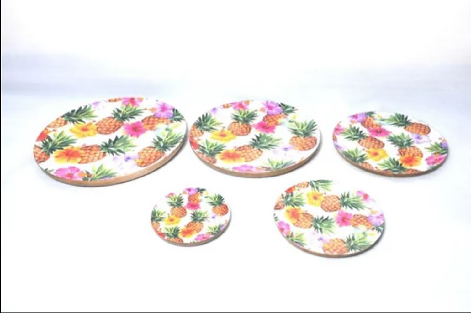 Wooden Serving Plate Green Print