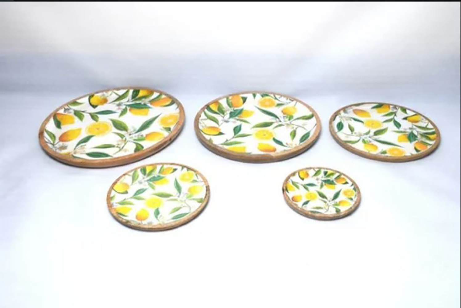 Wooden Serving Plate Green Print