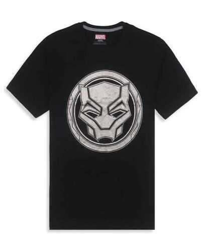 MARVEL FOIL PRINTED T-SHIRT BLACK - Cotton Blend, Size S to XLM9951A | Unique Foil Print Design, Comfortable Fit, Stylish Casual Wear