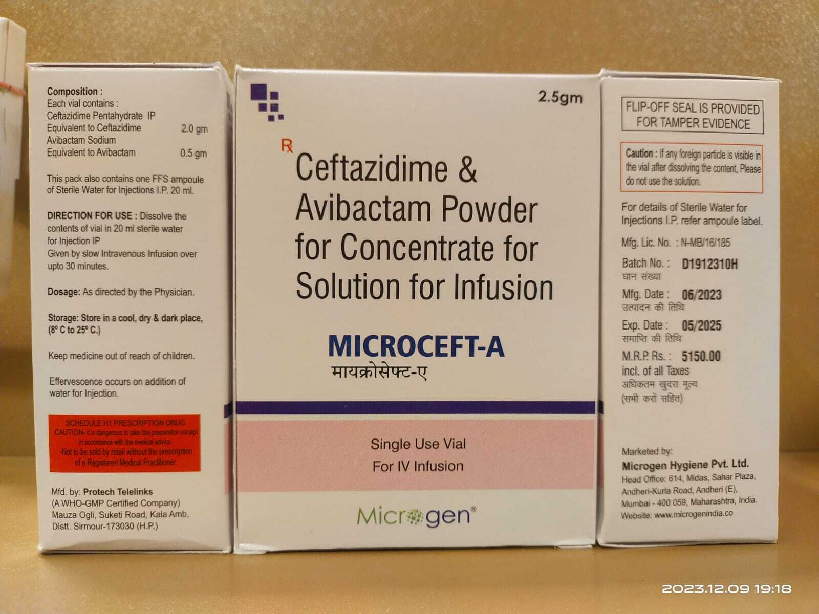 Ceftazidime Avibactam - Drug Type: Injection