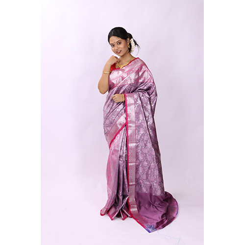 Casual Shiny Purple Kanjivaram Silk Saree