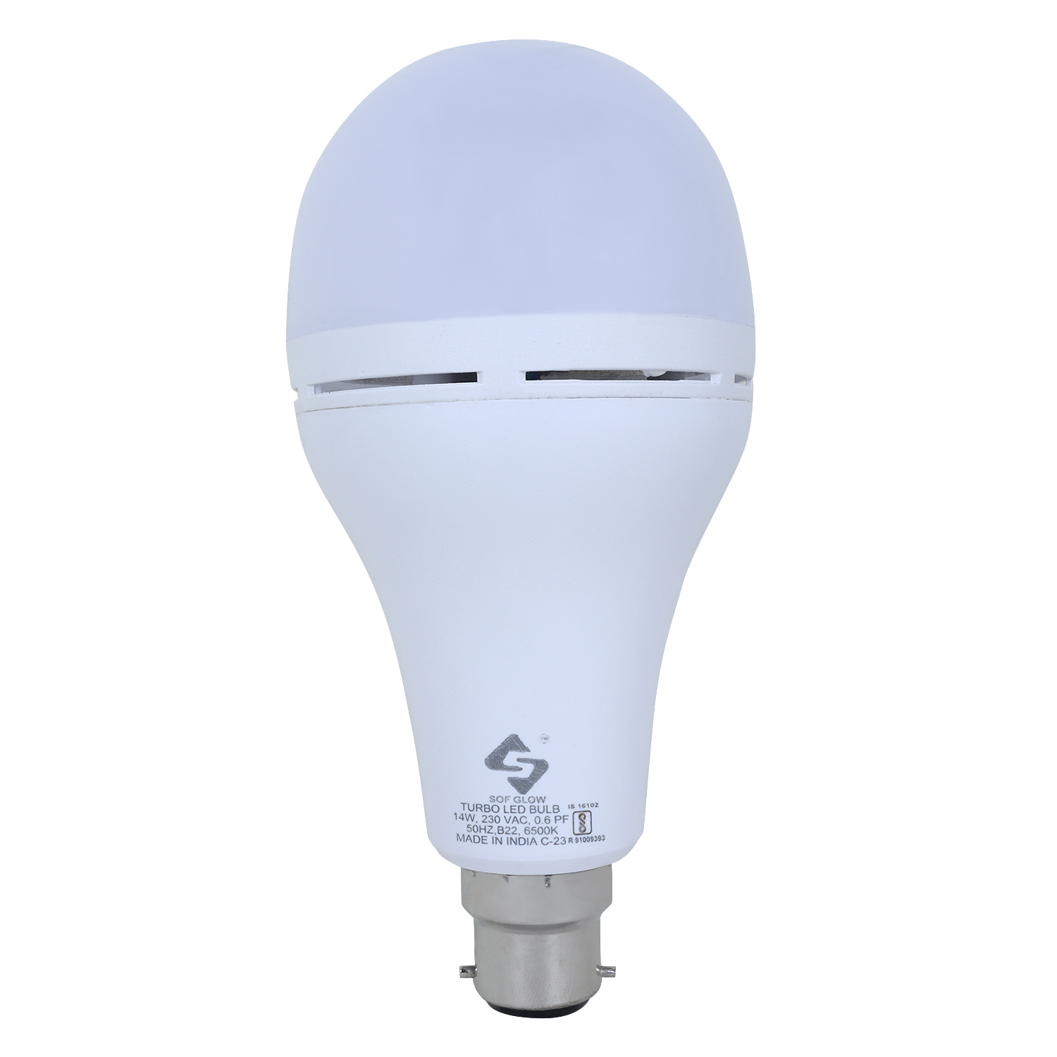 14w Led Bulb Inv-trb-on/off-2.2k-b22-cw - Aluminum, Cool White, Cri >80, 1400+ Lumens, Charging Indicator, 4 Hours Backup | 1 Year Warranty, Soft Glow Design
