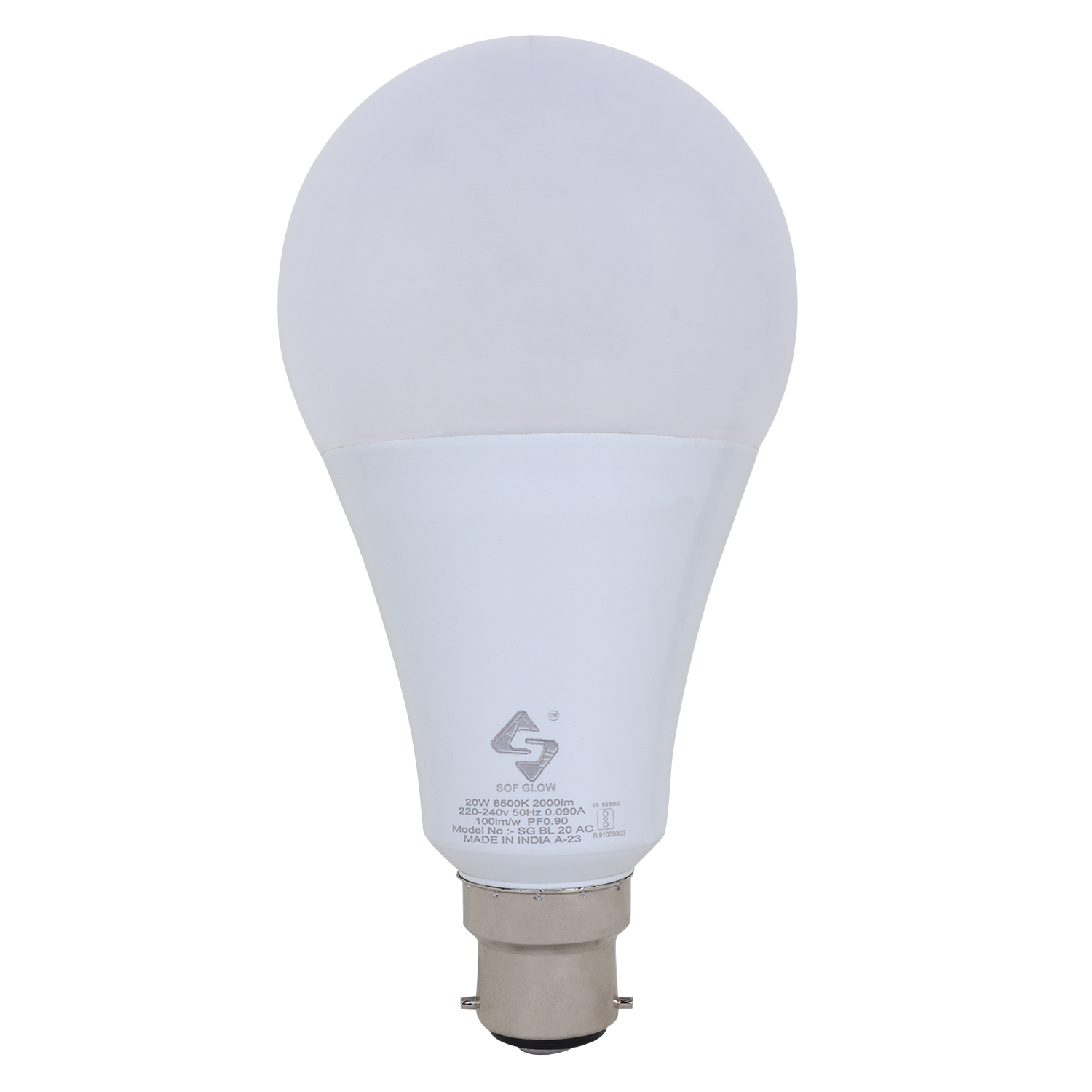 20w Led Dob Bulb A80 Hb B-22 Cw - Aluminum Mcpcb 1.5mm / Dia 58mm / With Spd Circuit 4kv 440v , 15 Month Warranty, Soft Glow Design, Cool White Color