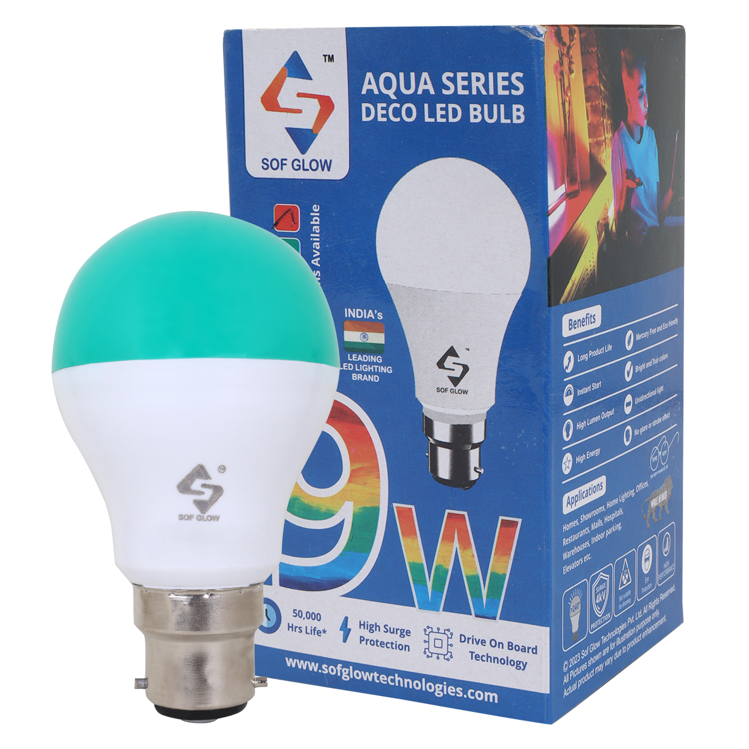 Led A-55-hb-b22-cw - 1mm Aluminium, 39mm Thickness, Blue Sof Glow | 9v 1w, 100lm/w, 15 Months Warranty, Ideal For Home, Office, Shop