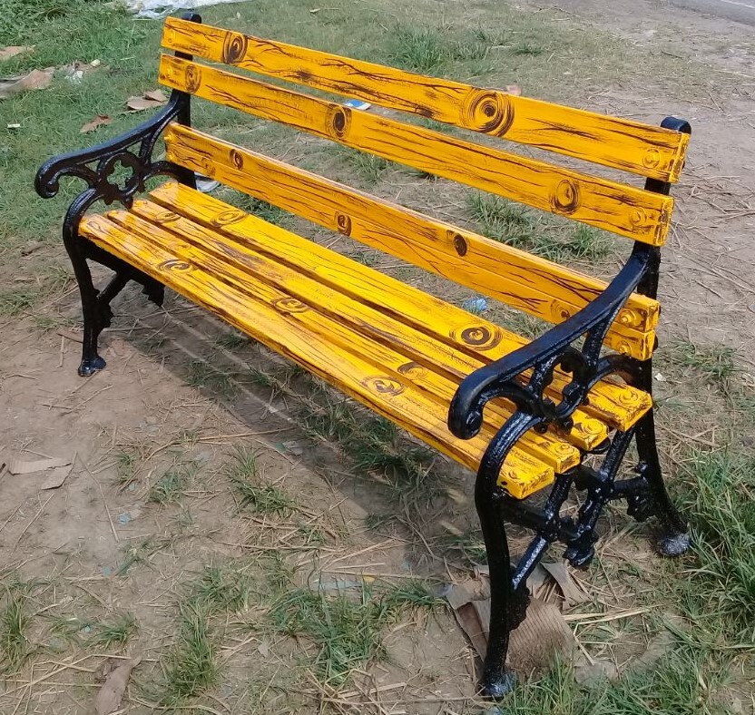 Iron Park Bench - Iron Material, Black Color | Durable Painted Finish, Non-folding Design