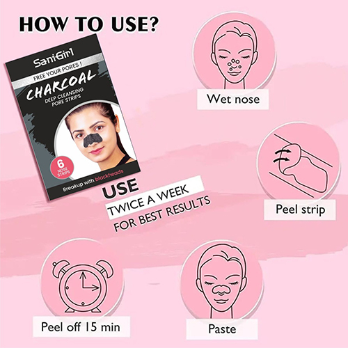 Charcoal Deep Cleansing Pore Strip - Medical Grade Silicone, Black Color | Herbal Infused, Smudge Proof, For All Skin Types, 36 Months Shelf Life