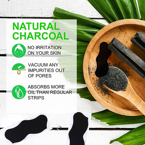 Charcoal Deep Cleansing Pore Strip - Medical Grade Silicone, Black Color | Herbal Infused, Smudge Proof, For All Skin Types, 36 Months Shelf Life