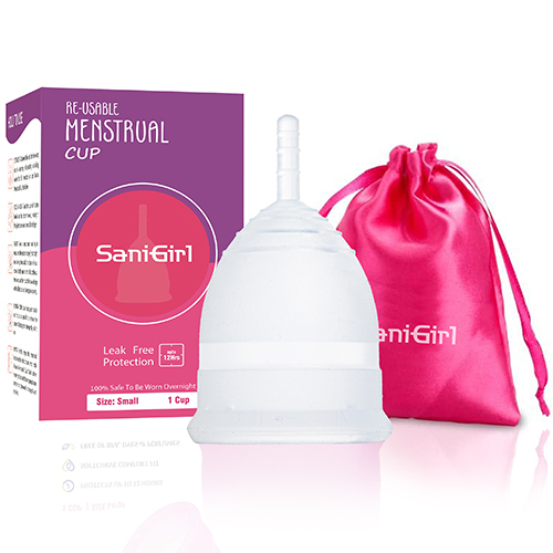 White Small Re-Usable Menstrual Cup - Medical Grade Silicone, Customized Size, Eco-Friendly White Design | High Quality, Up to 12 Hours Use