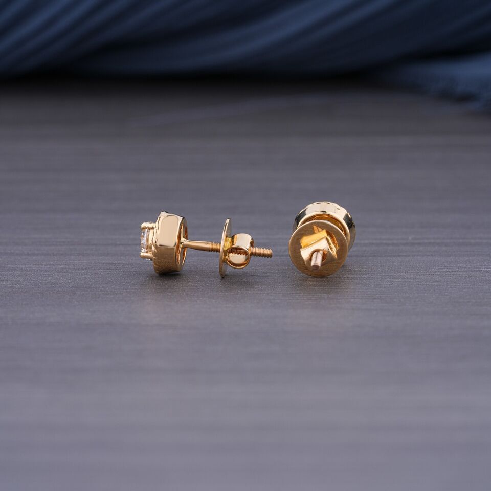 0.620ct Genuine Lab Grown Diamond Stud Earrings In 18k Yellow Gold Def / Vvs-vs