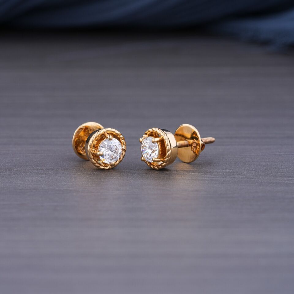 0.620ct Genuine Lab Grown Diamond Stud Earrings In 18k Yellow Gold Def / Vvs-vs