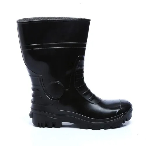 Mangla Laser Gumboot - PVC Material, Unisex Fit, Black Color | Superior Grip and Cushioning for Waterproof Protection in Tough Work Environments
