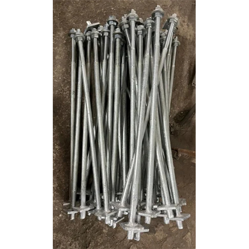 Bajaj 11 M HDG Octagonal Pole Foundation Bolts - M32, 32mm Diameter, Silver | Powder Coated, Grade 4.6, Round Head, Industrial & Commercial Use