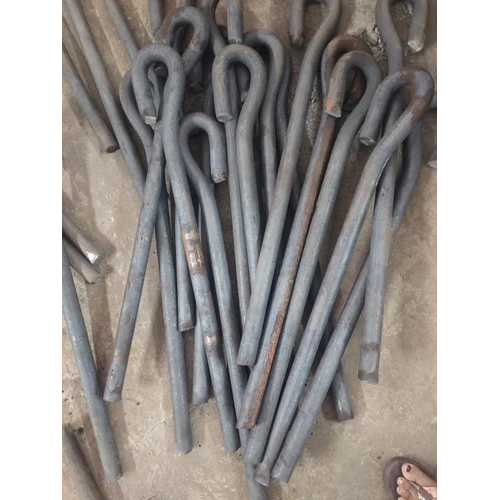 MS Anchor Bolts - 600 mm Length, 12 mm Size, Black Color | Grade 8.8, Powder Coated Finish, Ideal for Industrial & Commercial Structural Use