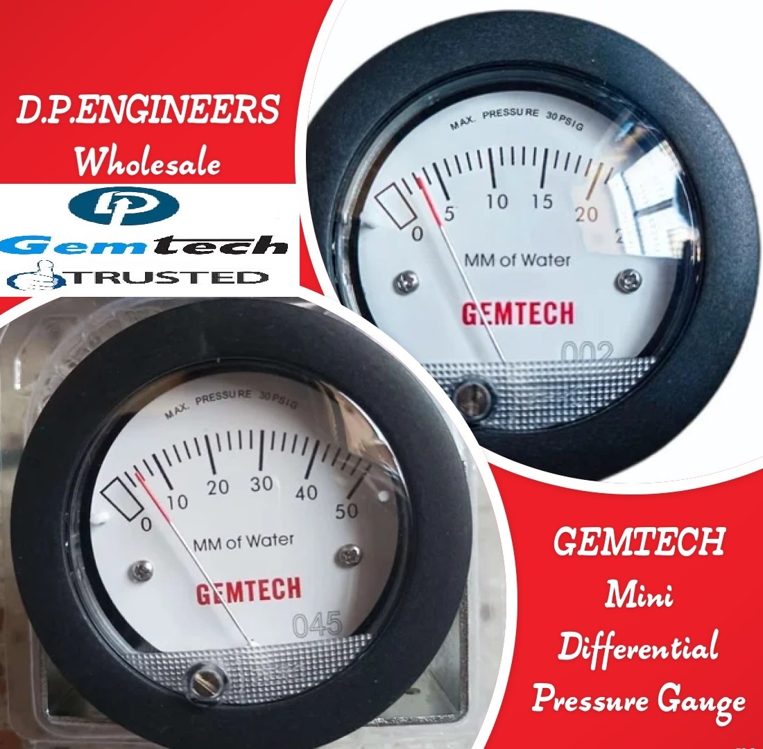 Gemtech Mini Differential Pressure Gauges Wholesalers By Baramati Maharashtra - Accuracy: A 5% Of Fs At 70a F (21.1a C) %