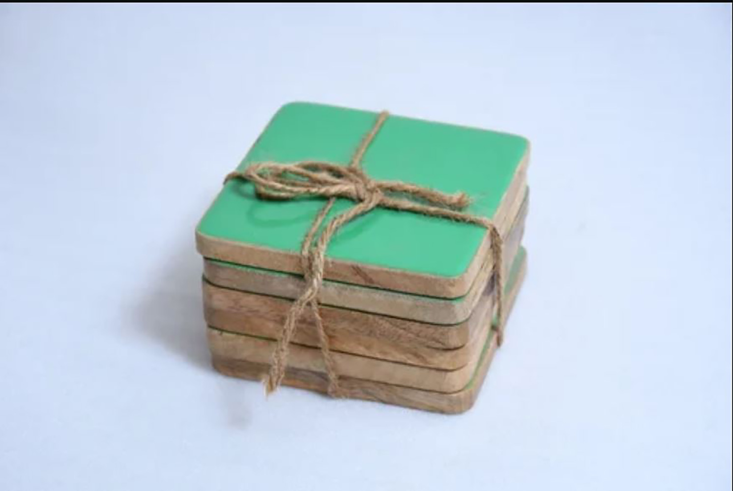 Wooden Coaster White Print - Size: Medium