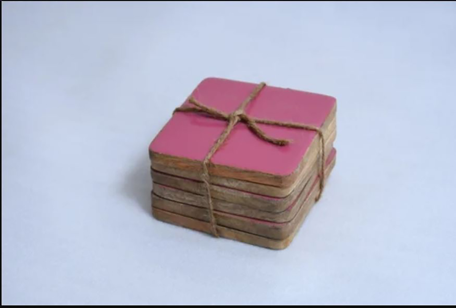 Wooden Coaster White Print - Size: Medium