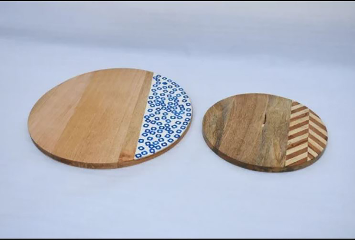 Yellow Patterned Wood Tray - Handle Type: No Handles