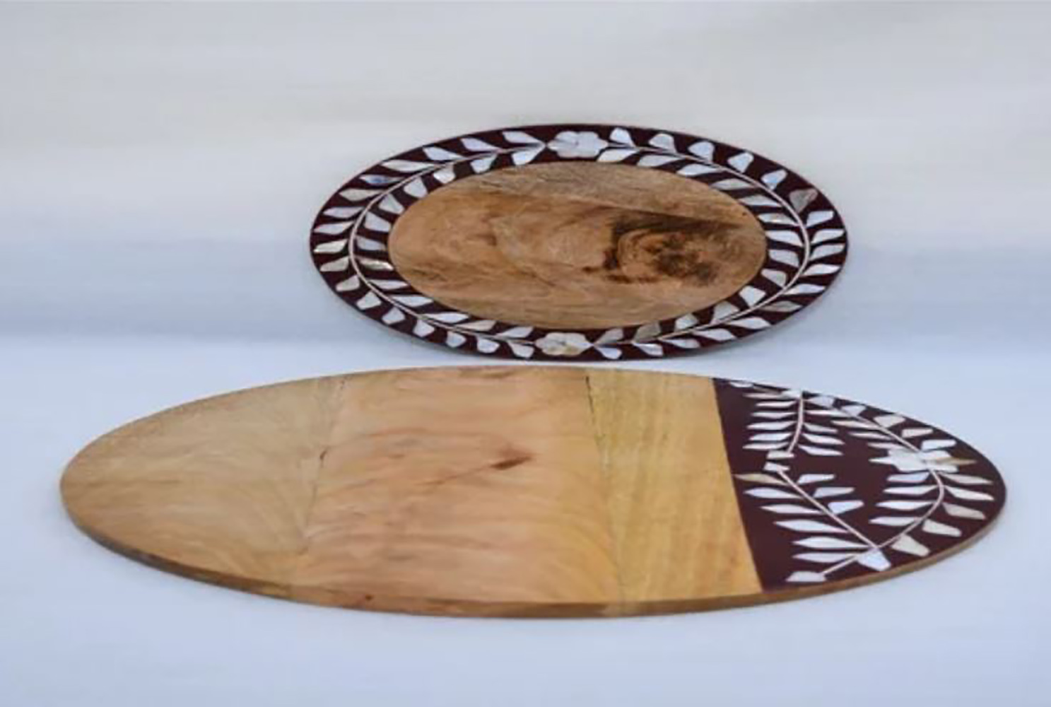 Rustic Wooden Tray With Design - Acacia & Bamboo Build, 18x12 Inches, Natural Grain Finish | Versatile For Serving, Decorative Kitchen Element