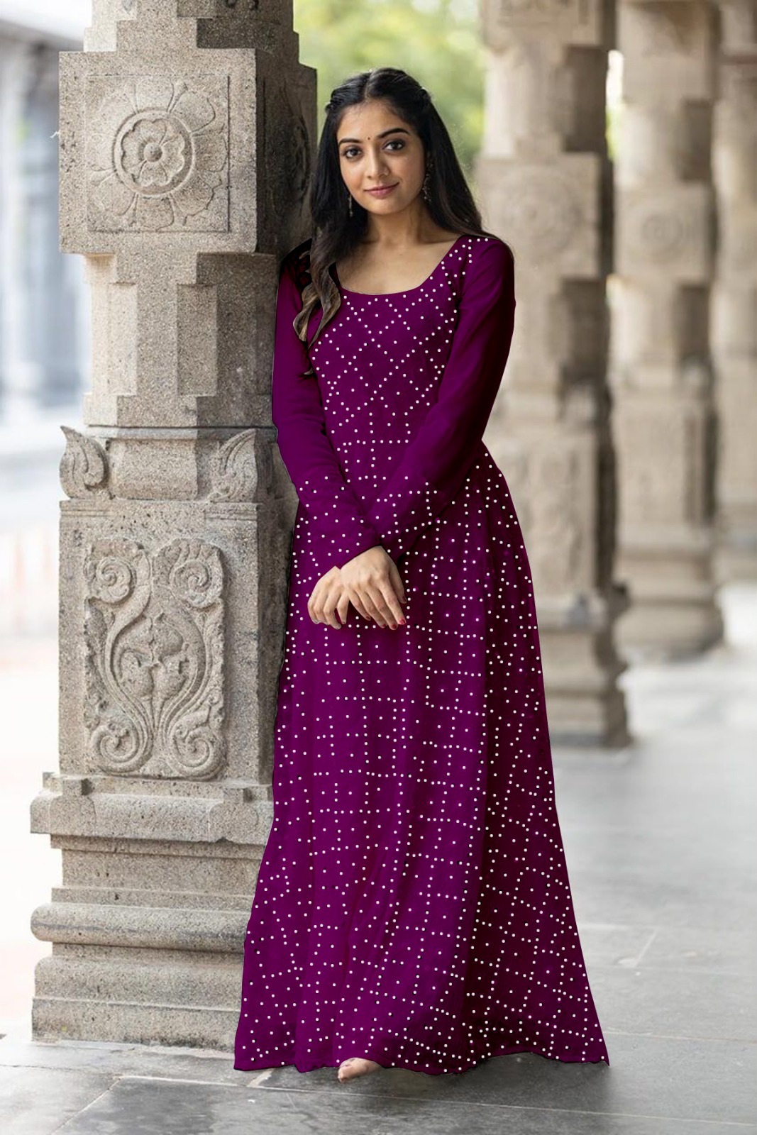 Designer Party Wear Sequnce Wark Gown - Color: White