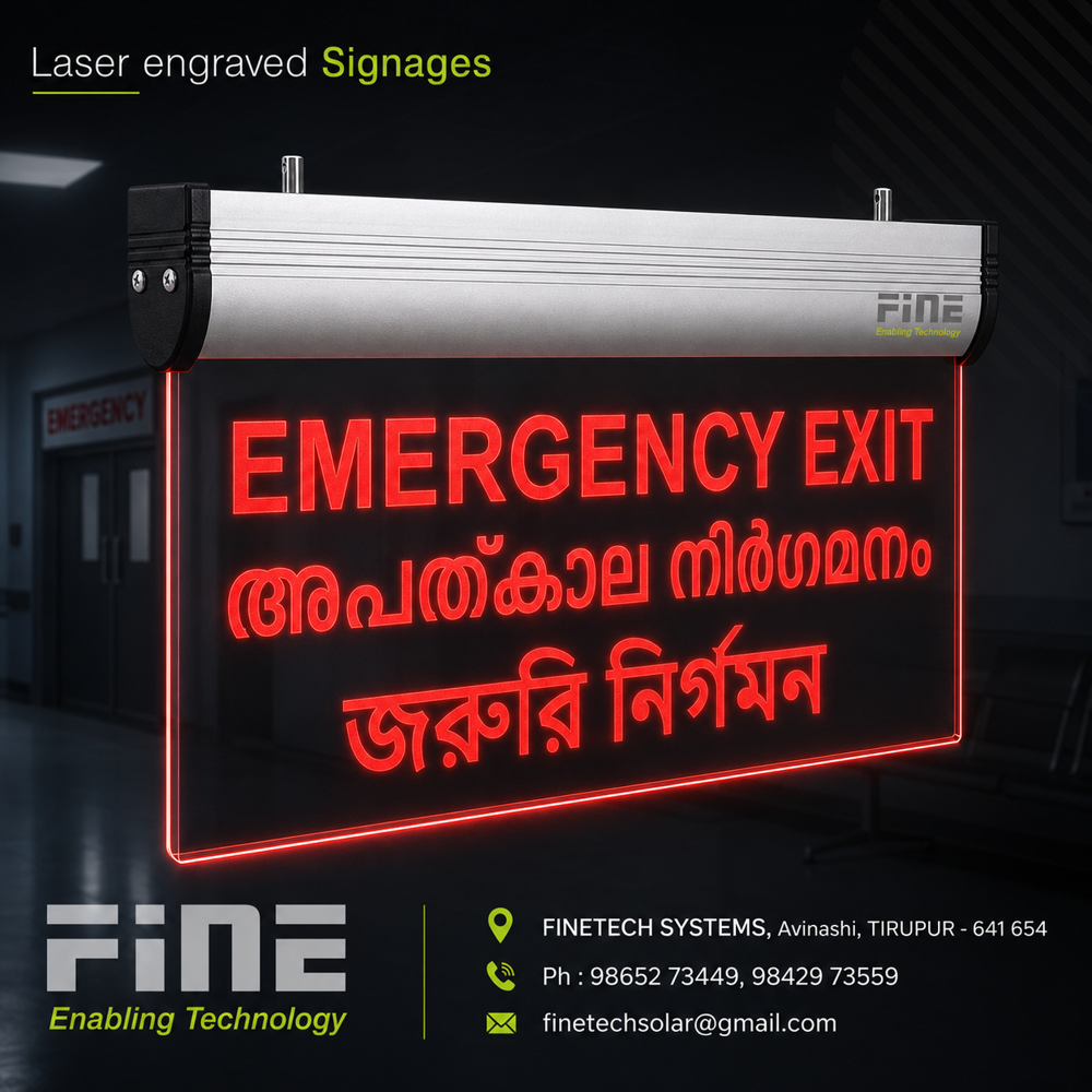 LED Edge Light Signage - Aluminium, 400x300mm, Red | Double Face Display, Emergency Light for Industries, 12 Months Warranty