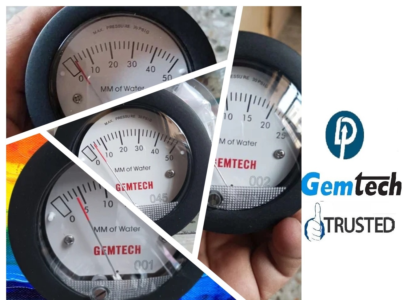 Gemtech Mini Differential Pressure Gauges In Muzaffarnagar Uttar Pradesh - Accuracy: A 5% Of Fs At 70a F (21.1a C) %