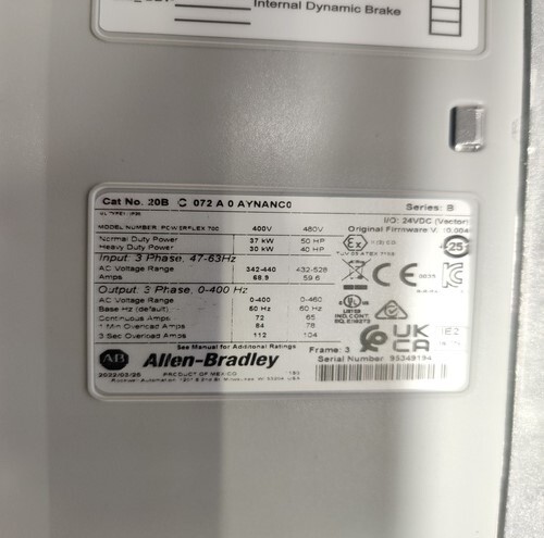 Allen Bradley 20b C 072 A 0 Aynanc0 Ac Drive