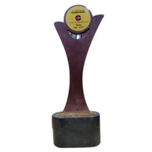 Rectangle Dial Wooden Trophy - Color: Brown