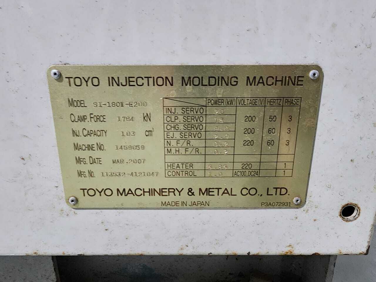 180 Ton Injection Moulding Machine - Toyo Make