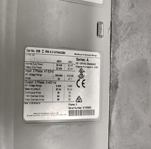 Allen Bradley 20b C 056 A 0 Aynadb0 Ac Drive