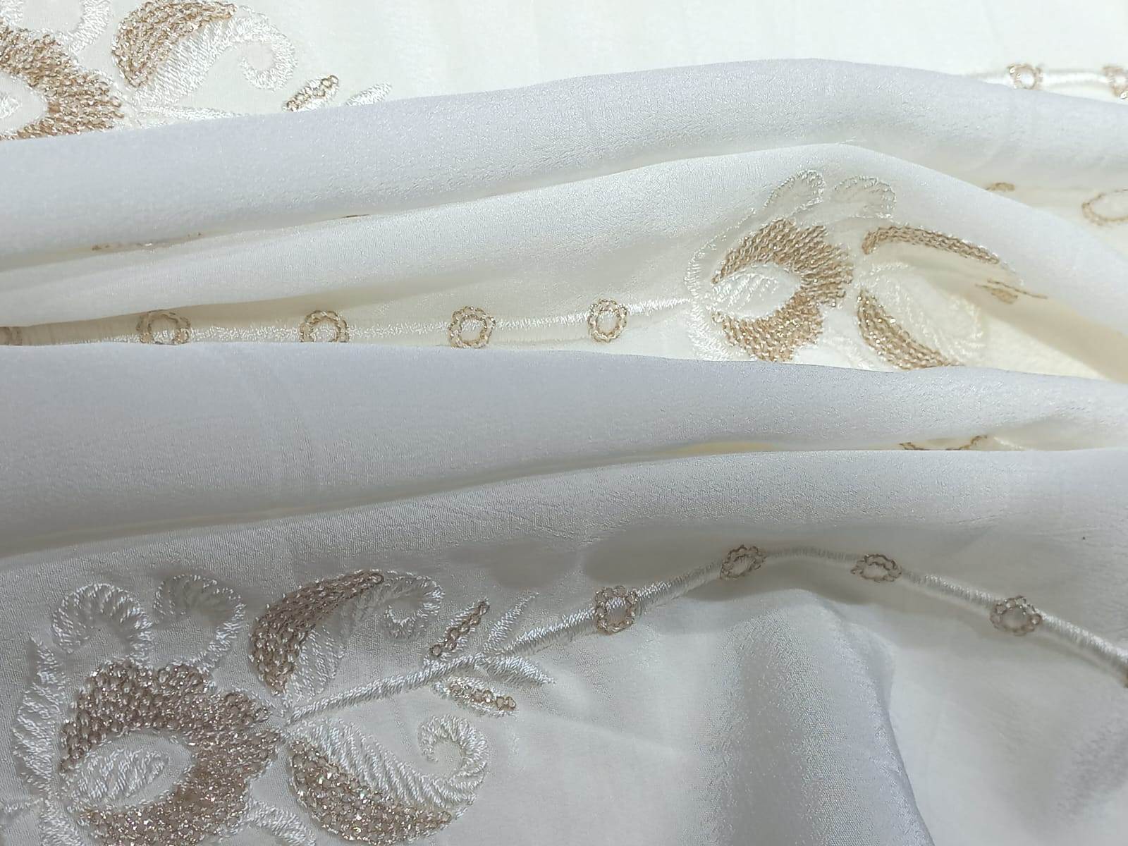 Dyeable Butta With Zari Thread On Georgette Fabric - Comfortable Blend, Golden & Multicolor Options | Designer Embroidery For Blouses, Jackets, And Dupattas