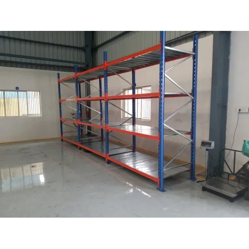 Industrial Heavy Duty Storage Rack - Mild Steel , Rectangle Shape, Orange-Blue Color, Ideal for Industrial & Commercial Use