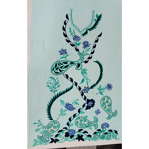 Ladies Blue Unstitched Suit Fabric - Soft Cotton Material, Versatile Plain Pattern & Printed Texture | Perfect for Everyday Wear and All Occasions