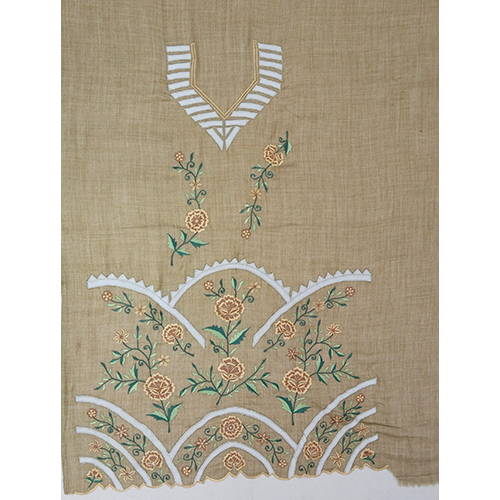 Ladies Cream Color Unstitched Suit Fabric - Soft Cotton Material, Printed Texture, Ideal for Everyday Wear & Special Occasions