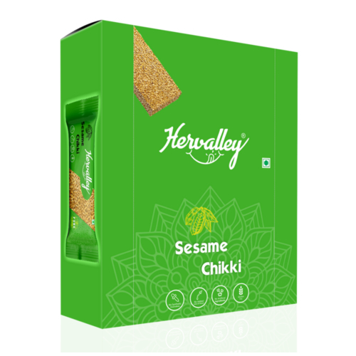 Hervalley Sesame Chikki - Crunchy Hard Texture, Regular Size, Sweet Taste, 500g Pack | Made with Premium Sesame, Shelf Life of 6 Months