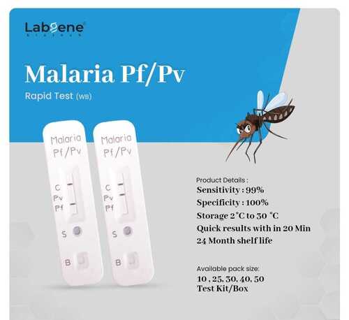 Malaria PF/PV Antigen Test - Plastic, Manual Use, White Color | Immunochromatography Technique, High Sensitivity, Results in 5-20 Minutes